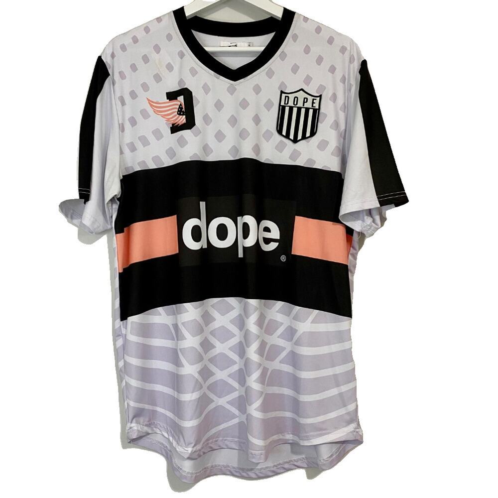 Dope Men’s Diego Jersey Soccer White Black Grey Size Medium EUC